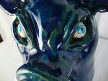 Load image into Gallery viewer, Marvin Bailey Folk Art Potter Blue Green Beady Eye Medium Pig Ugly Face Jug
