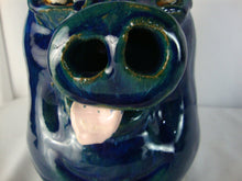 Load image into Gallery viewer, Marvin Bailey Folk Art Potter Blue Green Beady Eye Medium Pig Ugly Face Jug
