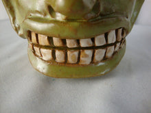 Load image into Gallery viewer, Marvin Bailey Folk Art Potter Green Brown Blue Beady Eye Small Ugly Face Jug
