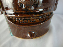 Load image into Gallery viewer, Marvin Bailey Folk Art Potter Brown Tan Blue 9 Inch Devil Ugly Face Jug
