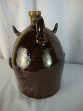 Load image into Gallery viewer, Marvin Bailey Folk Art Potter Brown Tan Blue 9 Inch Devil Ugly Face Jug
