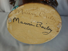 Load image into Gallery viewer, Marvin Bailey Folk Art Potter Brown Tan Blue 9 Inch Devil Ugly Face Jug
