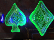 Load image into Gallery viewer, Tiara Uranium Glass Playing Card Suits Ashtray Snack Dishes Set of 4
