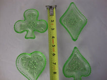 Load image into Gallery viewer, Tiara Uranium Glass Playing Card Suits Ashtray Snack Dishes Set of 4
