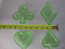 Load image into Gallery viewer, Tiara Uranium Glass Playing Card Suits Ashtray Snack Dishes Set of 4
