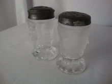 Load image into Gallery viewer, Vintage LG Wright Frosted Glass Three Faces Salt Pepper Shaker Se
