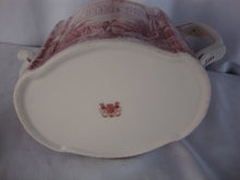Load image into Gallery viewer, Vintage Transferware Red Cream Manor House Scene Porcelain Teapot
