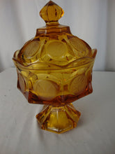 Load image into Gallery viewer, Vintage Fostoria Amber Coin Wedding Candy Bowl Dish with Lid

