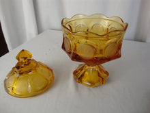 Load image into Gallery viewer, Vintage Fostoria Amber Coin Wedding Candy Bowl Dish with Lid
