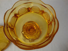 Load image into Gallery viewer, Vintage Fostoria Amber Coin Wedding Candy Bowl Dish with Lid
