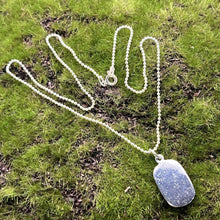 Load image into Gallery viewer, Necklace with Pendant, Sterling Silver, Mini Ball Chain with Dog Tag Style Pendant, 17 1/2 inches
