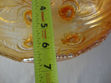 Load image into Gallery viewer, Vintage Jeanette Lombardi Marigold Carnival Glass Footed Bowl
