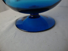 Load image into Gallery viewer, Vintage Empoli Cobalt Blue Glass Circus Tent Footed Candy Dish with Lid
