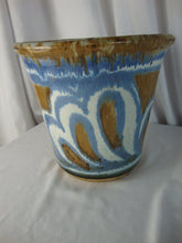 Load image into Gallery viewer, MCM USA Pottery Brown Blue White Large Planter Pot
