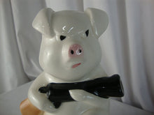 Load image into Gallery viewer, Vintage Pig Guarding Money Bags Ceramic Coin Piggy Bank
