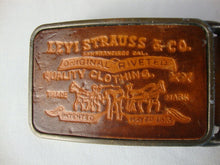 Load image into Gallery viewer, 1970s Levi Strauss &amp; Co Leather Belt Buckle and Mens Size 32 Leather Belt
