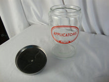 Load image into Gallery viewer, Vintage Glasco Clear Glass Applicators Canister with Metal Lid
