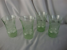 Load image into Gallery viewer, Vintage Vaseline Floral Etched Tumbler Drinking Glasses Set of 4
