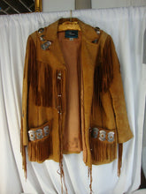 Load image into Gallery viewer, Vintage Echo Mountain Mens 44 Suede Fringe Beaded Open Jacket
