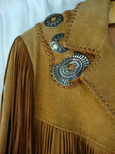 Load image into Gallery viewer, Vintage Echo Mountain Mens 44 Suede Fringe Beaded Open Jacket
