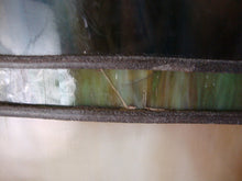 Load image into Gallery viewer, Vintage Stained Glass Blue Cream Green Window Panel in Wood Window Frame
