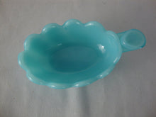 Load image into Gallery viewer, Vintage Blue Milk Glass Leaf Shape Individual Salt Cellar
