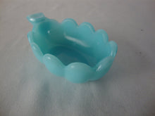 Load image into Gallery viewer, Vintage Blue Milk Glass Leaf Shape Individual Salt Cellar
