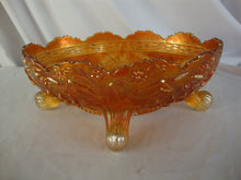 Load image into Gallery viewer, Vintage Marigold Banana Boat Bowl, Fenton Thistle, Unusual 4 legged style. Has Chip on Edge see 4th Picture for detail.
