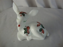 Load image into Gallery viewer, Vintage Fenton Handpainted Poinsettia White Glass Fawn Figurine
