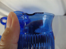 Load image into Gallery viewer, 1930s Hazel Atlas Cobalt Blue Fine Ribbed Ball Pitcher and Four Tumbler Glasses
