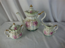 Load image into Gallery viewer, Vintage Nippon Handpainted Rose Mist Teapot Creamer &amp; Sugar Set
