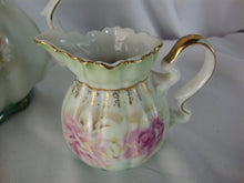 Load image into Gallery viewer, Vintage Nippon Handpainted Rose Mist Teapot Creamer &amp; Sugar Set
