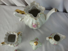 Load image into Gallery viewer, Vintage Nippon Handpainted Rose Mist Teapot Creamer &amp; Sugar Set
