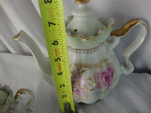 Load image into Gallery viewer, Vintage Nippon Handpainted Rose Mist Teapot Creamer &amp; Sugar Set
