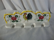 Load image into Gallery viewer, Vintage Ucagco Japan Early Provincial Rooster Roses Wall Mount Utensil Measuring Cup 4 Slot Holder
