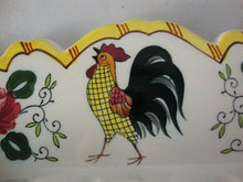 Load image into Gallery viewer, Vintage Ucagco Japan Early Provincial Rooster Roses Wall Mount Utensil Measuring Cup 4 Slot Holder
