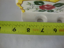 Load image into Gallery viewer, Vintage Ucagco Japan Early Provincial Rooster Roses Wall Mount Utensil Measuring Cup 4 Slot Holder
