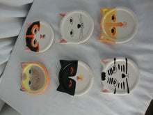 Load image into Gallery viewer, Vintage Bandwagon Ceramic Cat Head Coasters Set of 6 (1 Repaired)
