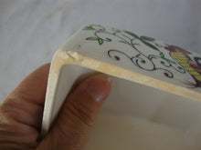 Load image into Gallery viewer, Vintage Ucagco Japan Early Provincial Rooster Roses Butter Cheese Dish with Angled Dome Lid
