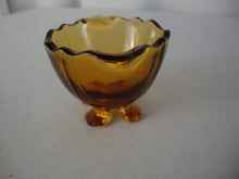 Load image into Gallery viewer, Vintage Amber Glass Four Footed Individual Salt Cellar
