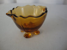 Load image into Gallery viewer, Vintage Amber Glass Four Footed Individual Salt Cellar
