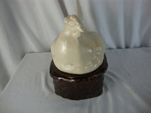 Load image into Gallery viewer, Vintage Ceramic Country Cream Hen on Brown Woven Look Base
