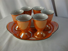 Load image into Gallery viewer, Vintage Breakfast Orange Luster 6 Egg Cup Set with Salt Cellar and Matching Tray

