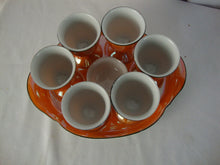 Load image into Gallery viewer, Vintage Breakfast Orange Luster 6 Egg Cup Set with Salt Cellar and Matching Tray
