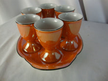 Load image into Gallery viewer, Vintage Breakfast Orange Luster 6 Egg Cup Set with Salt Cellar and Matching Tray
