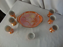 Load image into Gallery viewer, Vintage Breakfast Orange Luster 6 Egg Cup Set with Salt Cellar and Matching Tray
