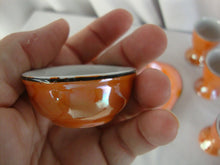 Load image into Gallery viewer, Vintage Breakfast Orange Luster 6 Egg Cup Set with Salt Cellar and Matching Tray
