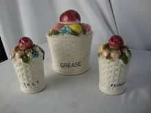 Load image into Gallery viewer, Vintage Tilso Japan Ceramic Fruit Basket Grease and Salt Pepper Shakers Table Set
