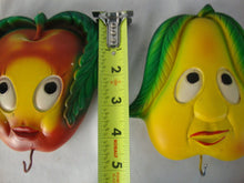 Load image into Gallery viewer, 1970s Miller Studio Anthropomorphic Pear &amp; Apple Chalkware Kitchen Wall Plaques with Bottom Hook

