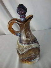 Load image into Gallery viewer, Vintage Imperial Glass Brown Slag Glass Cruet with Purple Slag Glass Stopper
